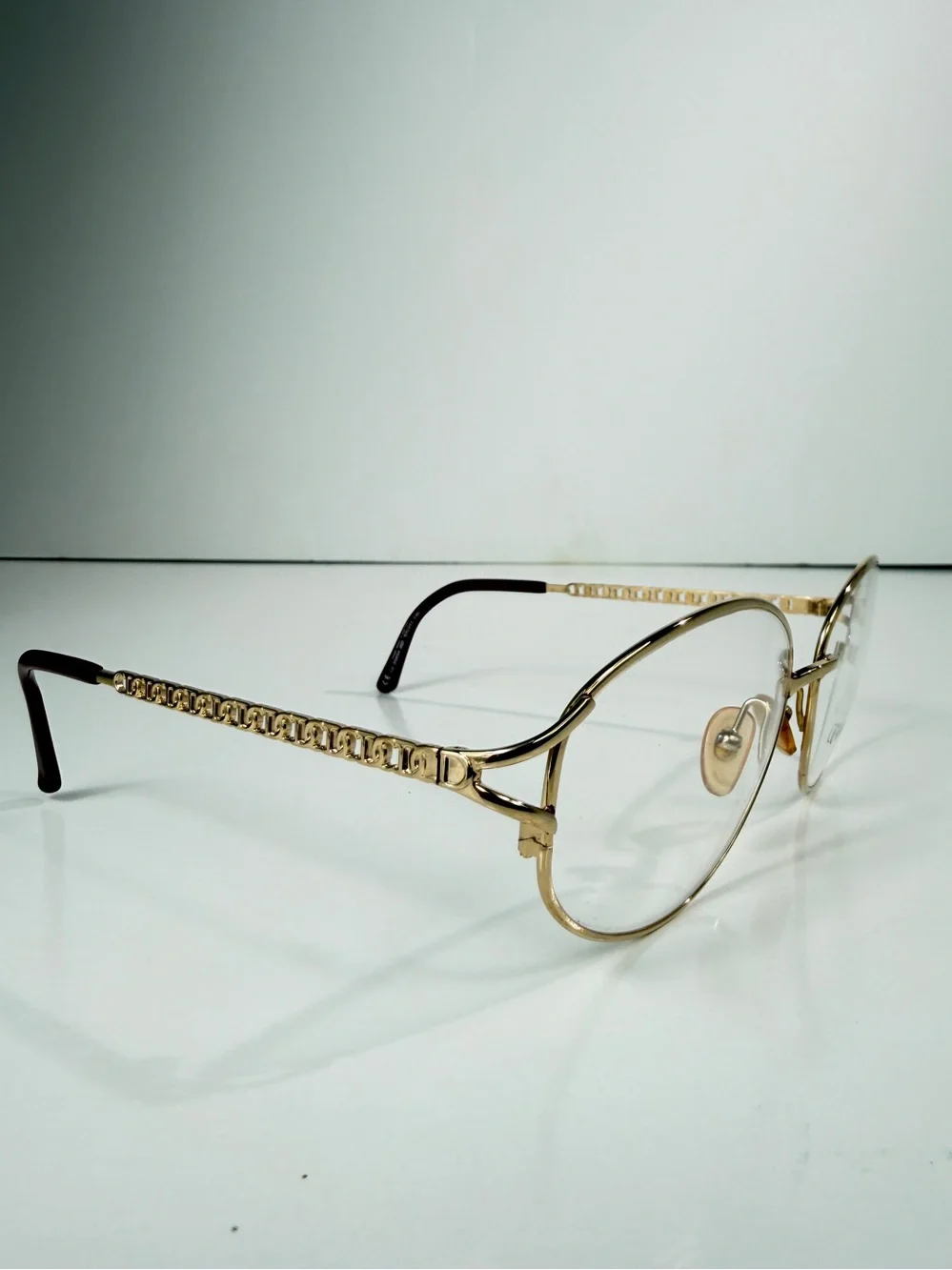 VTG Christian Dior CD 2045A 46F Gold Monogram Chain Link Frames Full VFC Set